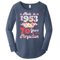 Flower Floral Made In 1953 70 Years Of Perfection Women's Perfect Tri Tunic Long Sleeve Shirt