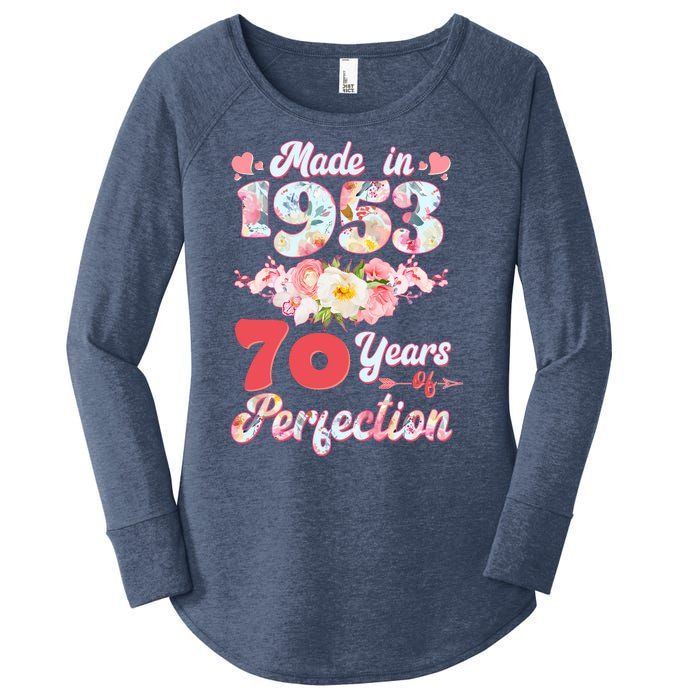 Flower Floral Made In 1953 70 Years Of Perfection Women's Perfect Tri Tunic Long Sleeve Shirt