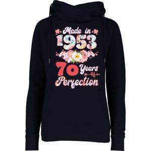 Flower Floral Made In 1953 70 Years Of Perfection Womens Funnel Neck Pullover Hood