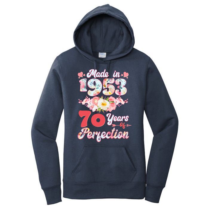 Flower Floral Made In 1953 70 Years Of Perfection Women's Pullover Hoodie