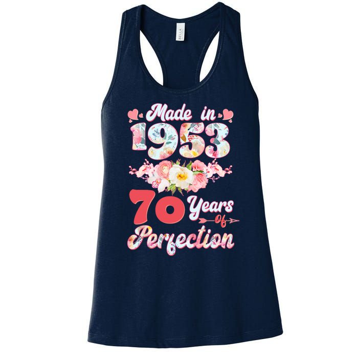 Flower Floral Made In 1953 70 Years Of Perfection Women's Racerback Tank