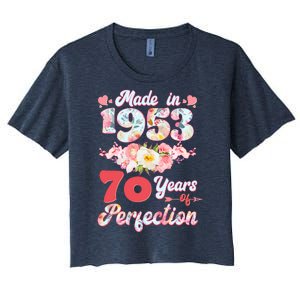 Flower Floral Made In 1953 70 Years Of Perfection Women's Crop Top Tee