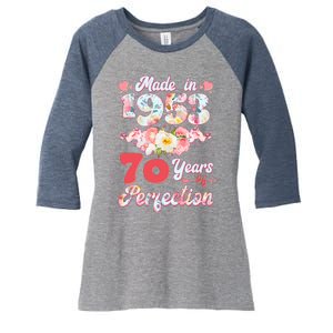 Flower Floral Made In 1953 70 Years Of Perfection Women's Tri-Blend 3/4-Sleeve Raglan Shirt