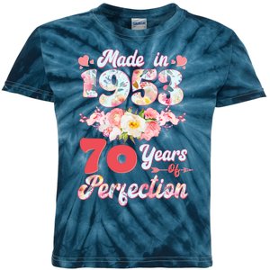 Flower Floral Made In 1953 70 Years Of Perfection Kids Tie-Dye T-Shirt