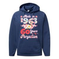 Flower Floral Made In 1963 60 Years Of Perfection Performance Fleece Hoodie