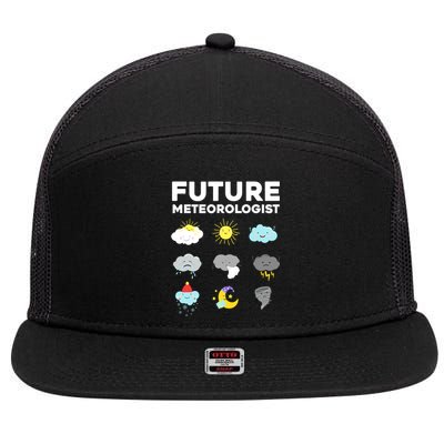 Funny Future Meteorologist Art For Weatherman 7 Panel Mesh Trucker Snapback Hat