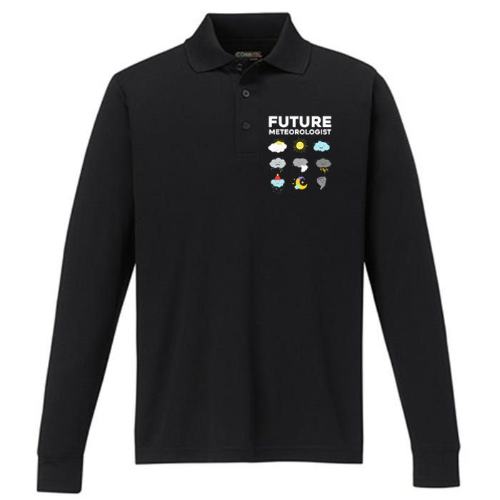 Funny Future Meteorologist Art For Weatherman Performance Long Sleeve Polo