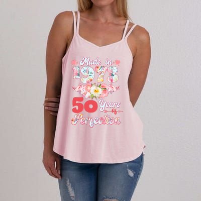 Flower Floral Made In 1973 50 Years Of Perfection Women's Strappy Tank