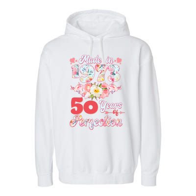 Flower Floral Made In 1973 50 Years Of Perfection Garment-Dyed Fleece Hoodie