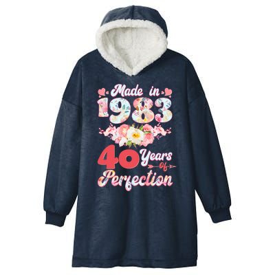 Flower Floral Made In 1983 40 Years Of Perfection Hooded Wearable Blanket