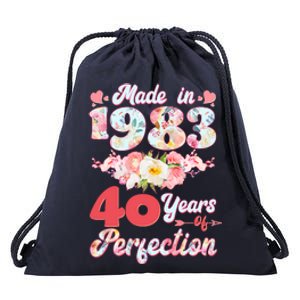 Flower Floral Made In 1983 40 Years Of Perfection Drawstring Bag