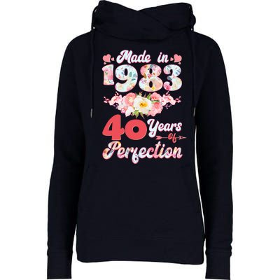 Flower Floral Made In 1983 40 Years Of Perfection Womens Funnel Neck Pullover Hood