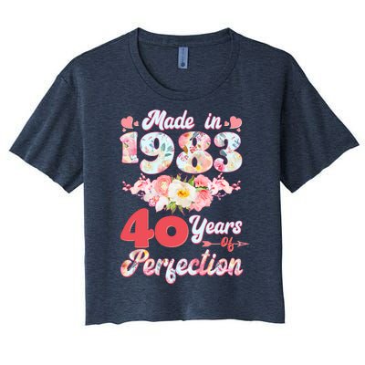 Flower Floral Made In 1983 40 Years Of Perfection Women's Crop Top Tee