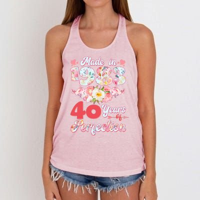 Flower Floral Made In 1983 40 Years Of Perfection Women's Knotted Racerback Tank