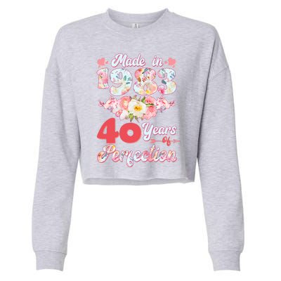 Flower Floral Made In 1983 40 Years Of Perfection Cropped Pullover Crew