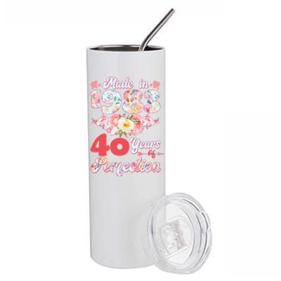 Flower Floral Made In 1983 40 Years Of Perfection Stainless Steel Tumbler