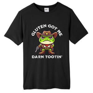 Funny Frog Meme Gluten Got Me Darn Tootin Gluten Free Diet Tall Fusion ChromaSoft Performance T-Shirt