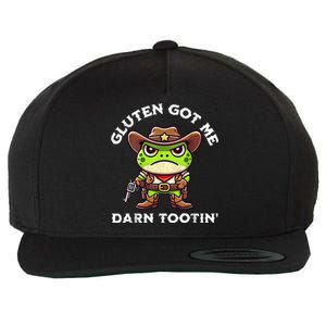 Funny Frog Meme Gluten Got Me Darn Tootin Gluten Free Diet Wool Snapback Cap