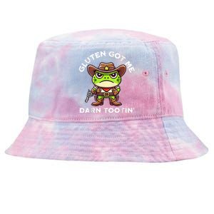 Funny Frog Meme Gluten Got Me Darn Tootin Gluten Free Diet Tie-Dyed Bucket Hat