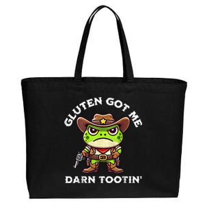 Funny Frog Meme Gluten Got Me Darn Tootin Gluten Free Diet Cotton Canvas Jumbo Tote