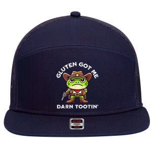 Funny Frog Meme Gluten Got Me Darn Tootin Gluten Free Diet 7 Panel Mesh Trucker Snapback Hat