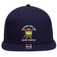 Funny Frog Meme Gluten Got Me Darn Tootin Gluten Free Diet 7 Panel Mesh Trucker Snapback Hat