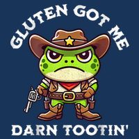 Funny Frog Meme Gluten Got Me Darn Tootin Gluten Free Diet 7 Panel Mesh Trucker Snapback Hat