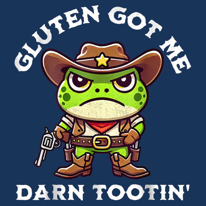 Funny Frog Meme Gluten Got Me Darn Tootin Gluten Free Diet 7 Panel Mesh Trucker Snapback Hat