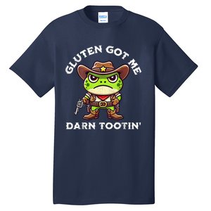 Funny Frog Meme Gluten Got Me Darn Tootin Gluten Free Diet Tall T-Shirt