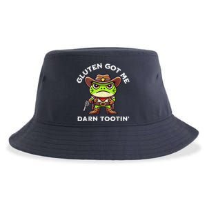 Funny Frog Meme Gluten Got Me Darn Tootin Gluten Free Diet Sustainable Bucket Hat