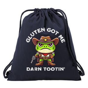 Funny Frog Meme Gluten Got Me Darn Tootin Gluten Free Diet Drawstring Bag