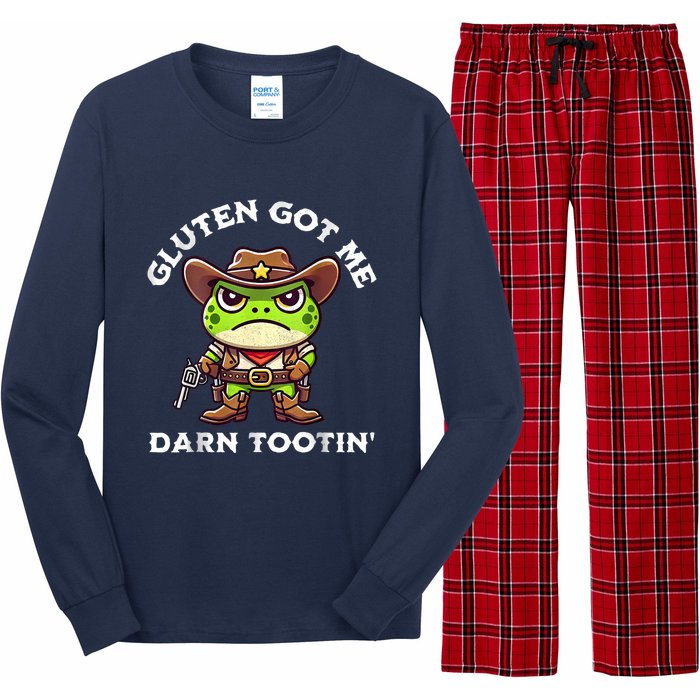 Funny Frog Meme Gluten Got Me Darn Tootin Gluten Free Diet Long Sleeve Pajama Set