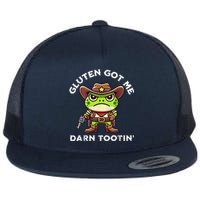 Funny Frog Meme Gluten Got Me Darn Tootin Gluten Free Diet Flat Bill Trucker Hat