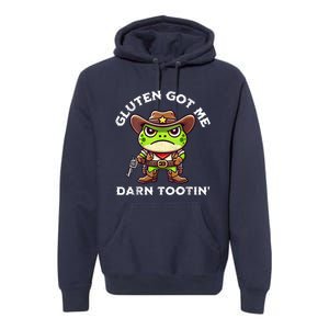 Funny Frog Meme Gluten Got Me Darn Tootin Gluten Free Diet Premium Hoodie