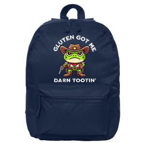 Funny Frog Meme Gluten Got Me Darn Tootin Gluten Free Diet 16 in Basic Backpack