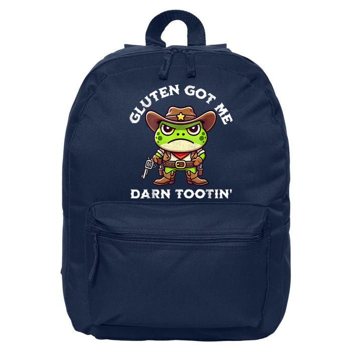 Funny Frog Meme Gluten Got Me Darn Tootin Gluten Free Diet 16 in Basic Backpack