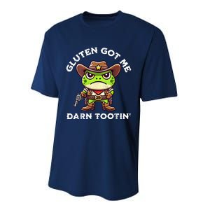 Funny Frog Meme Gluten Got Me Darn Tootin Gluten Free Diet Performance Sprint T-Shirt