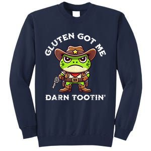 Funny Frog Meme Gluten Got Me Darn Tootin Gluten Free Diet Tall Sweatshirt