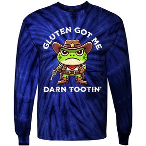 Funny Frog Meme Gluten Got Me Darn Tootin Gluten Free Diet Tie-Dye Long Sleeve Shirt