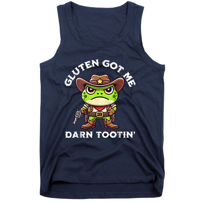 Funny Frog Meme Gluten Got Me Darn Tootin Gluten Free Diet Tank Top