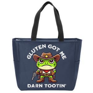 Funny Frog Meme Gluten Got Me Darn Tootin Gluten Free Diet Zip Tote Bag