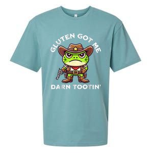 Funny Frog Meme Gluten Got Me Darn Tootin Gluten Free Diet Sueded Cloud Jersey T-Shirt