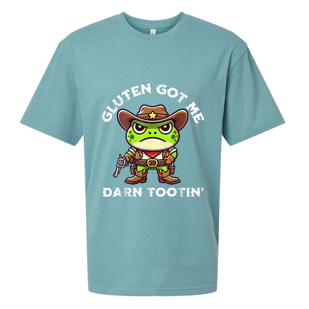 Funny Frog Meme Gluten Got Me Darn Tootin Gluten Free Diet Sueded Cloud Jersey T-Shirt