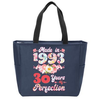 Flower Floral Made In 1993 30 Years Of Perfection Zip Tote Bag