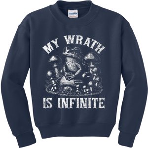 Funny Frog Meme My Wrath Is Infinite Frog Pond Kids Sweatshirt