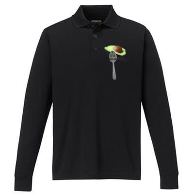 Funny Feed Me Avocado Spoon Food Meaningful Gift Performance Long Sleeve Polo