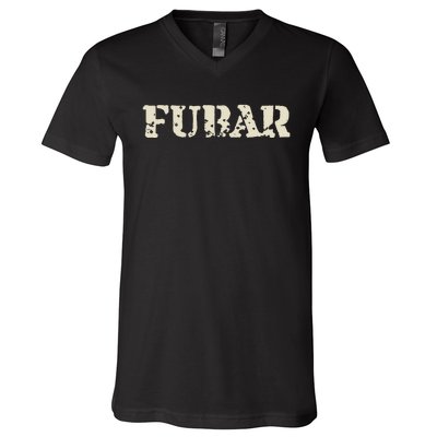 Fubar Funny Military Slang Design V-Neck T-Shirt