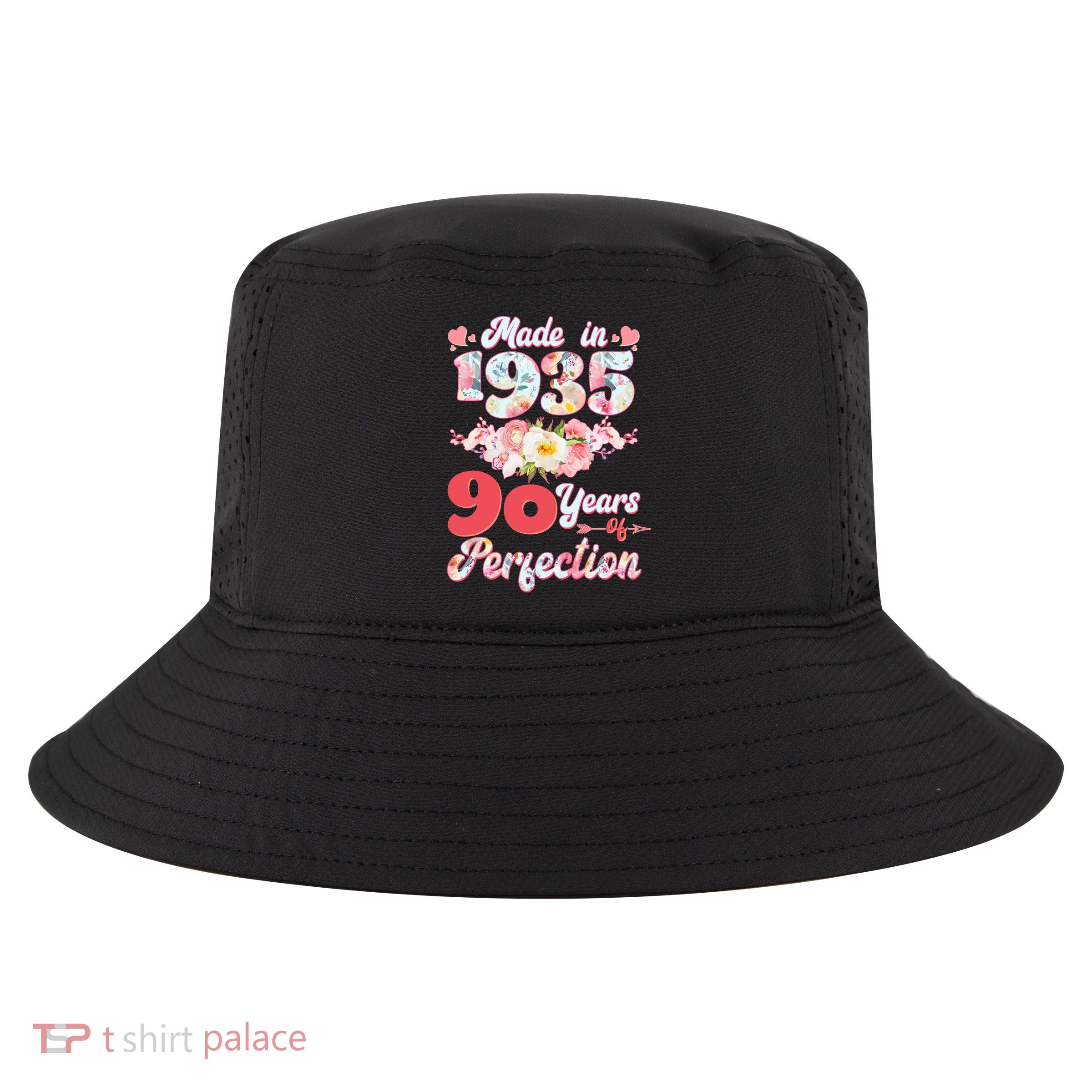 Flower Floral Made In 1935 90 Years Of Perfection Cool Comfort Performance Bucket Hat