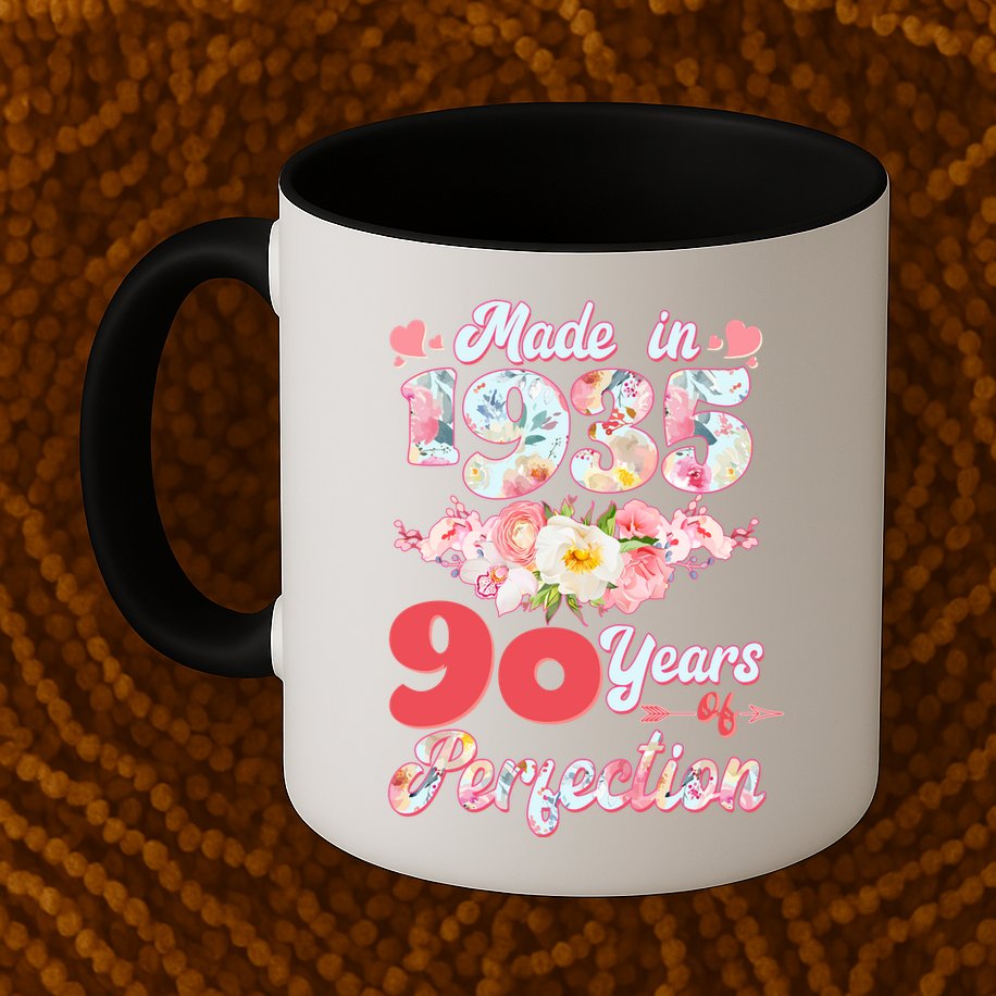 Flower Floral Made In 1935 90 Years Of Perfection Mug