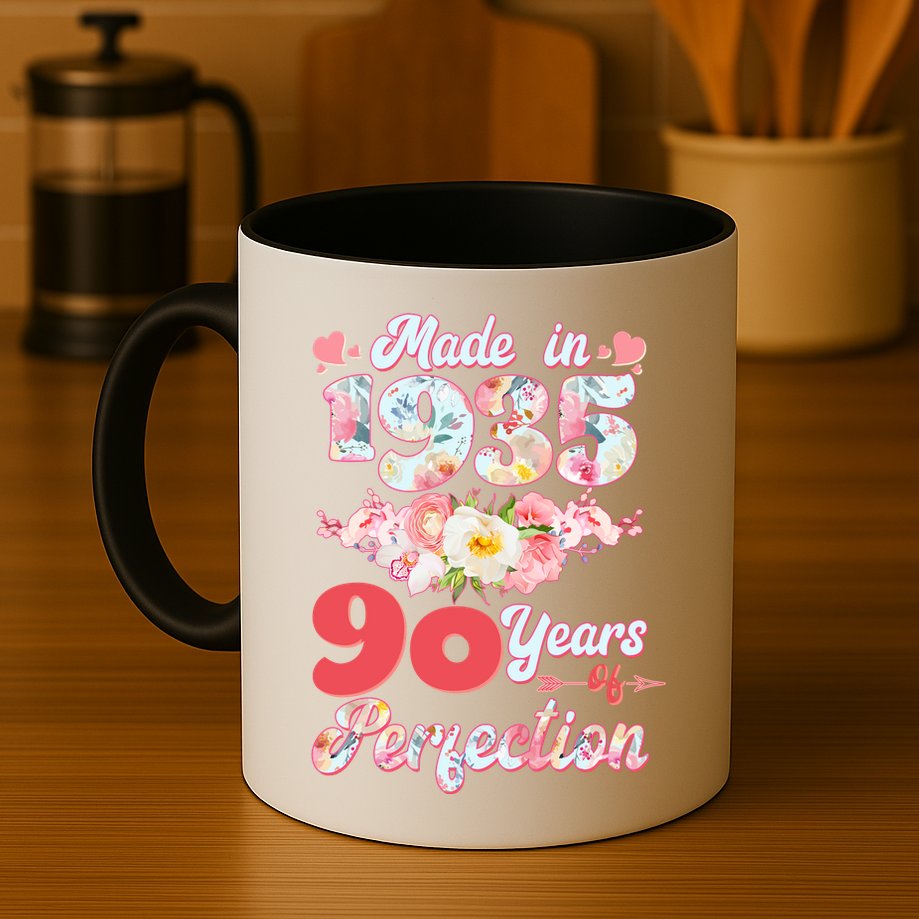 Flower Floral Made In 1935 90 Years Of Perfection Mug